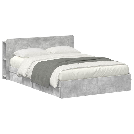 vidaXL Bed Frame with Storage with Drawer Concrete Grey 150 x 200 cm