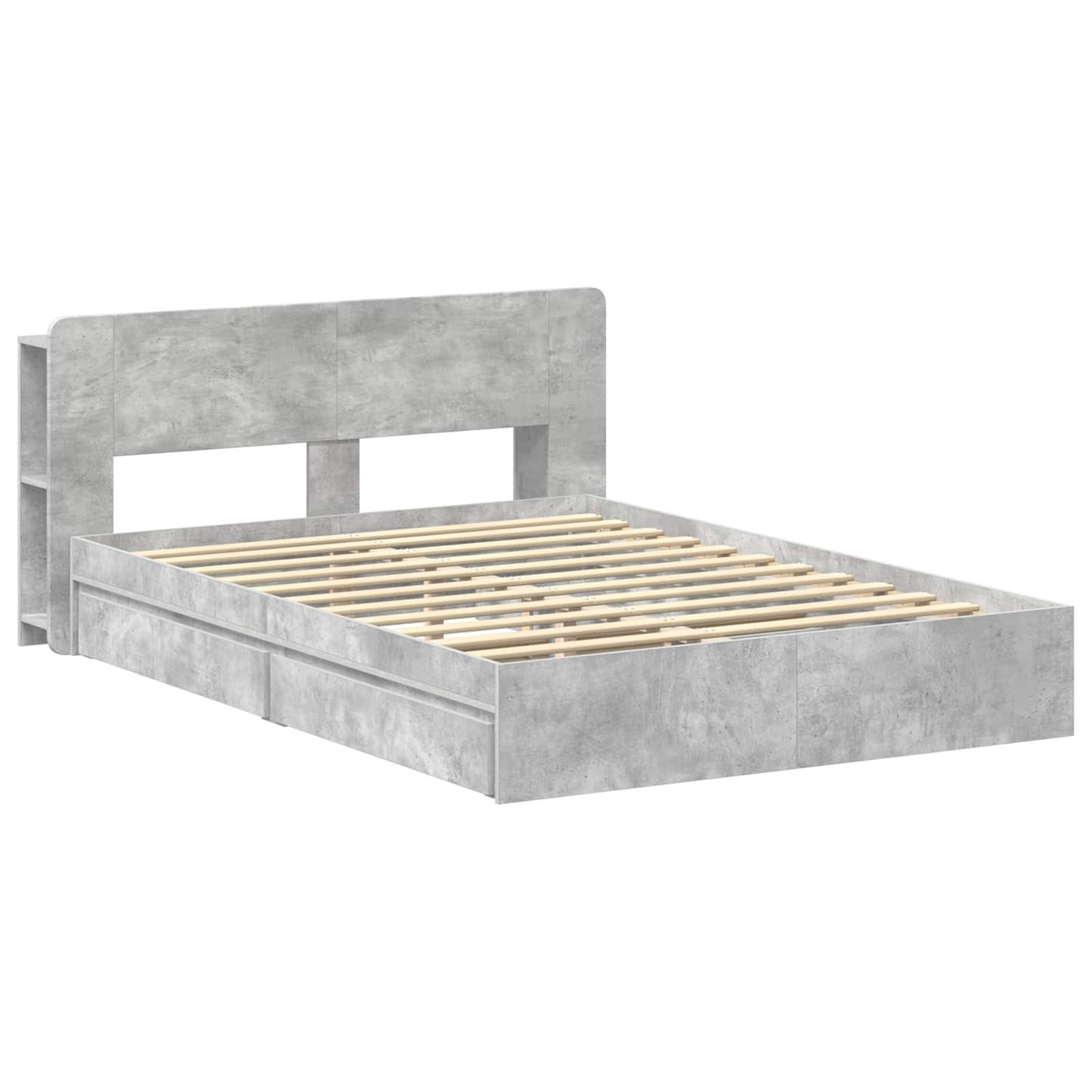 vidaXL Bed Frame with Storage with Drawer Concrete Grey 150 x 200 cm