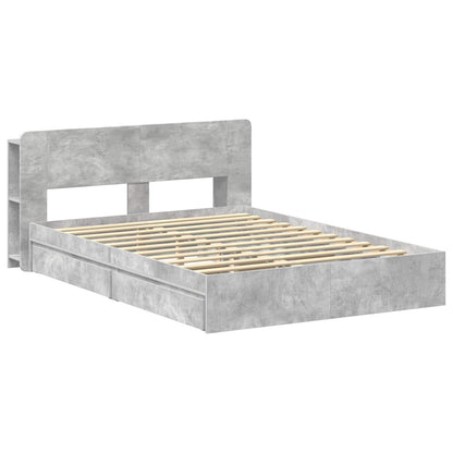 vidaXL Bed Frame with Storage with Drawer Concrete Grey 150 x 200 cm