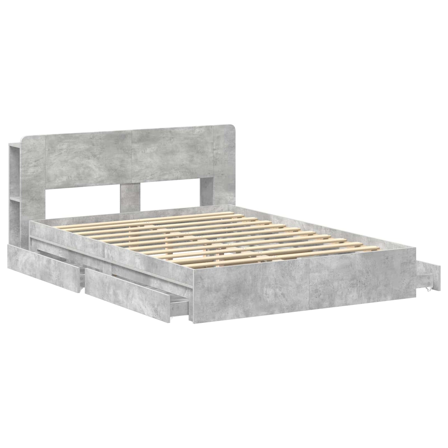 vidaXL Bed Frame with Storage with Drawer Concrete Grey 150 x 200 cm