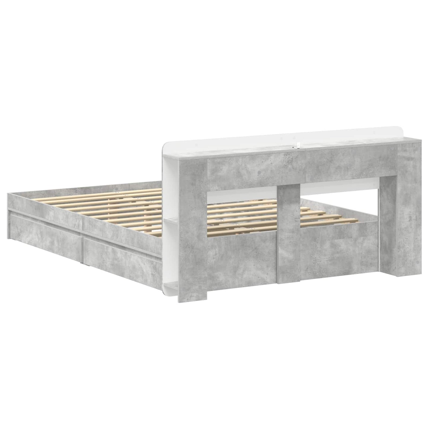 vidaXL Bed Frame with Storage with Drawer Concrete Grey 150 x 200 cm