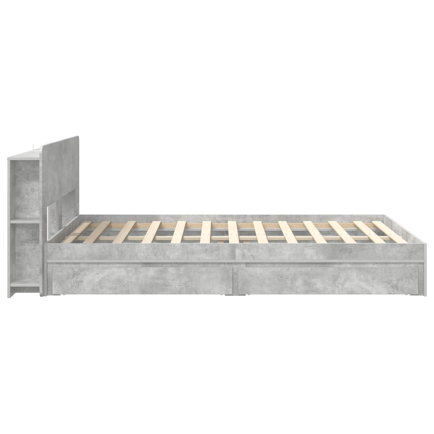 vidaXL Bed Frame with Storage with Drawer Concrete Grey 150 x 200 cm