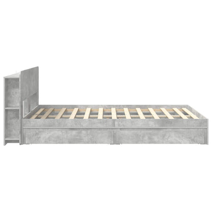 vidaXL Bed Frame with Storage with Drawer Concrete Grey 150 x 200 cm