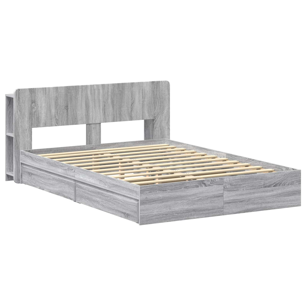 vidaXL Bed Frame with Storage Grey Sonoma 150 x 200 cm Engineered Wood