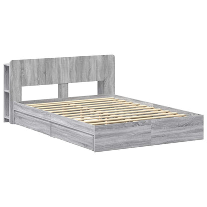 vidaXL Bed Frame with Storage Grey Sonoma 150 x 200 cm Engineered Wood