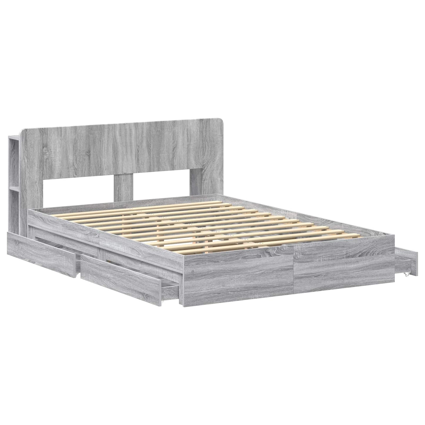 vidaXL Bed Frame with Storage Grey Sonoma 150 x 200 cm Engineered Wood