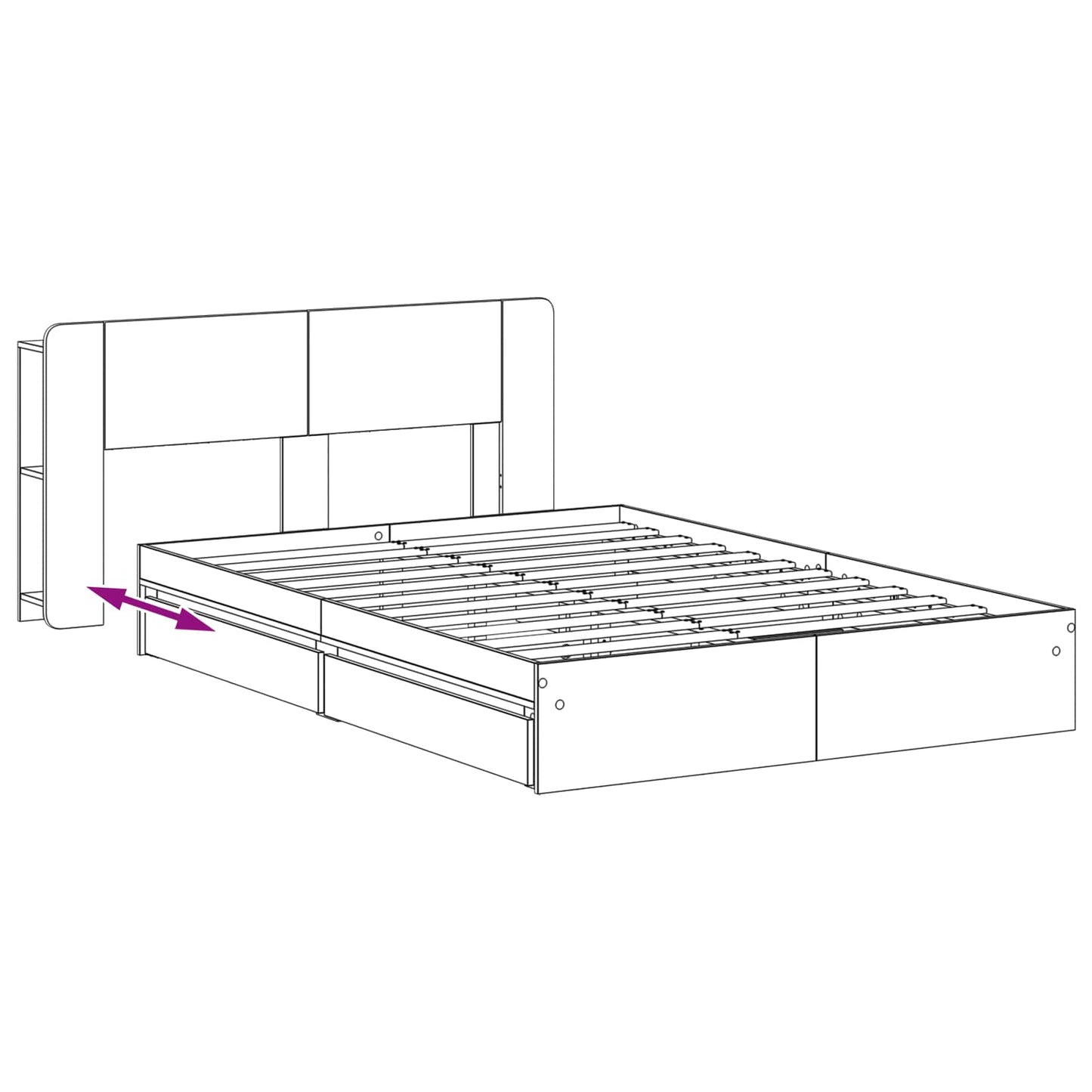 vidaXL Bed Frame with Storage Grey Sonoma 150 x 200 cm Engineered Wood