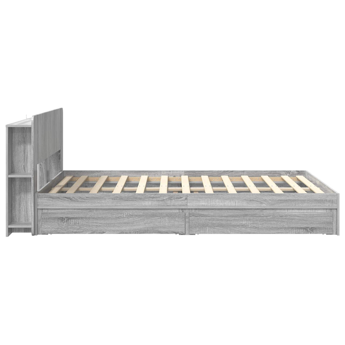 vidaXL Bed Frame with Storage Grey Sonoma 150 x 200 cm Engineered Wood