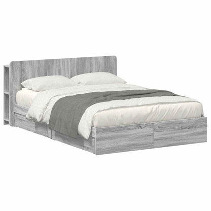 vidaXL Bed Frame with Storage Grey Sonoma 160 x 200 cm Engineered Wood