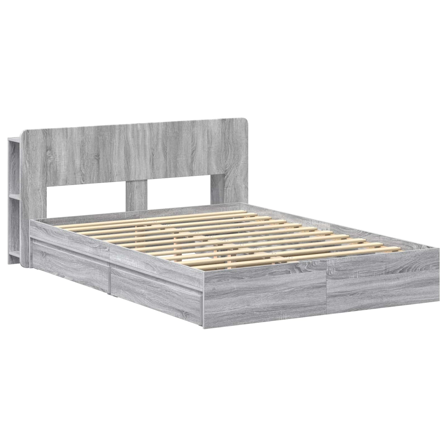 vidaXL Bed Frame with Storage Grey Sonoma 160 x 200 cm Engineered Wood