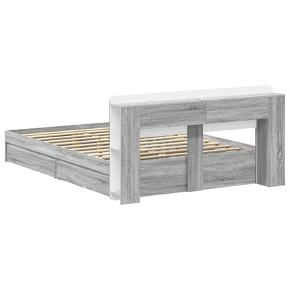 vidaXL Bed Frame with Storage Grey Sonoma 160 x 200 cm Engineered Wood