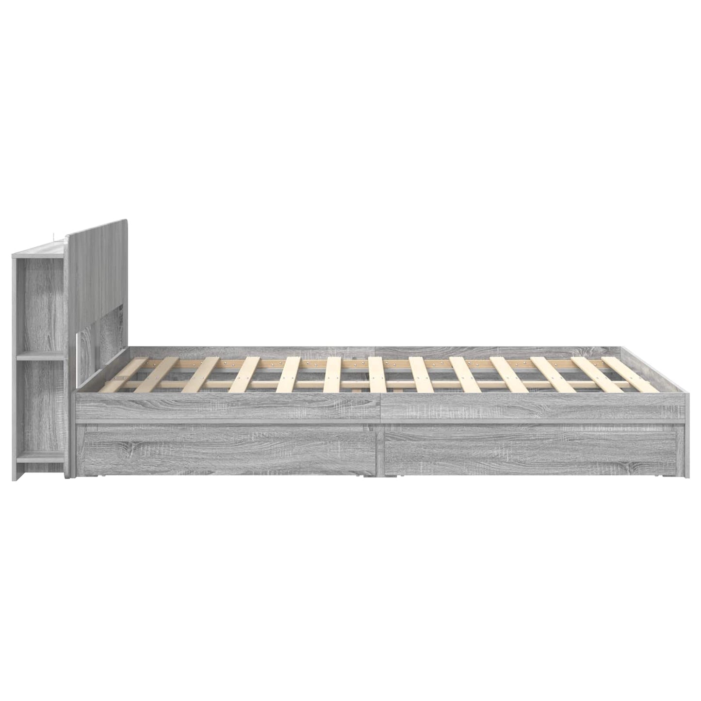 vidaXL Bed Frame with Storage Grey Sonoma 160 x 200 cm Engineered Wood