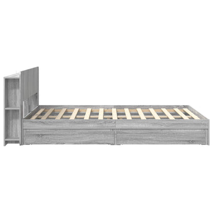 vidaXL Bed Frame with Storage Grey Sonoma 160 x 200 cm Engineered Wood