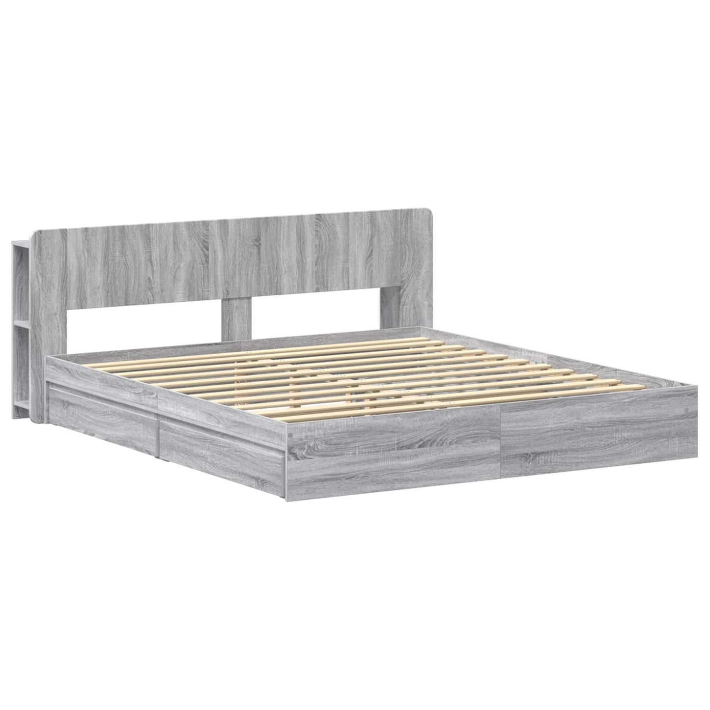 vidaXL Bed Frame with Storage Grey Sonoma 180 x 200 cm Engineered Wood
