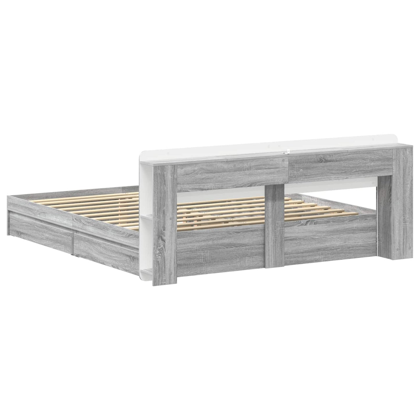 vidaXL Bed Frame with Storage Grey Sonoma 180 x 200 cm Engineered Wood