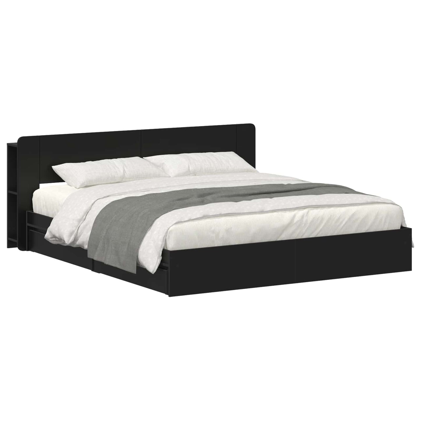 vidaXL Bed Frame with Storage Black 200 x 200 cm Engineered Wood