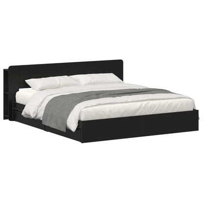 vidaXL Bed Frame with Storage Black 200 x 200 cm Engineered Wood