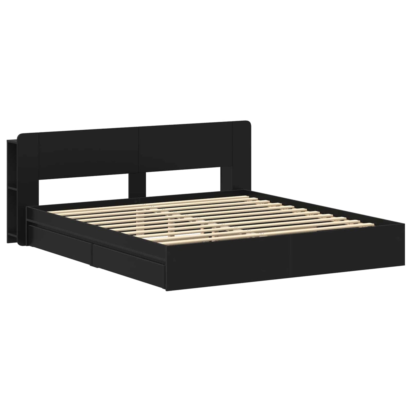 vidaXL Bed Frame with Storage Black 200 x 200 cm Engineered Wood
