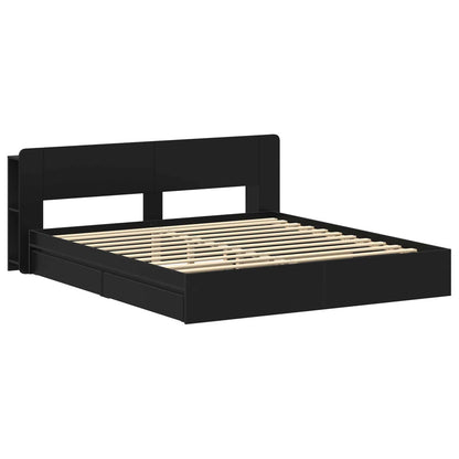 vidaXL Bed Frame with Storage Black 200 x 200 cm Engineered Wood
