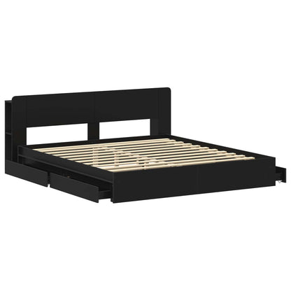 vidaXL Bed Frame with Storage Black 200 x 200 cm Engineered Wood