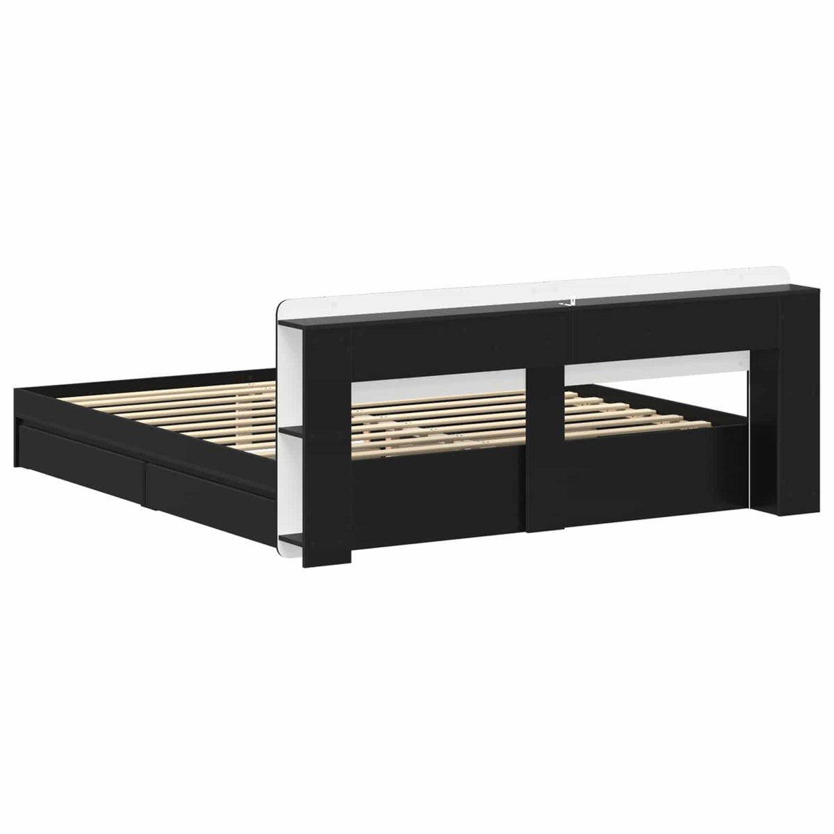 vidaXL Bed Frame with Storage Black 200 x 200 cm Engineered Wood