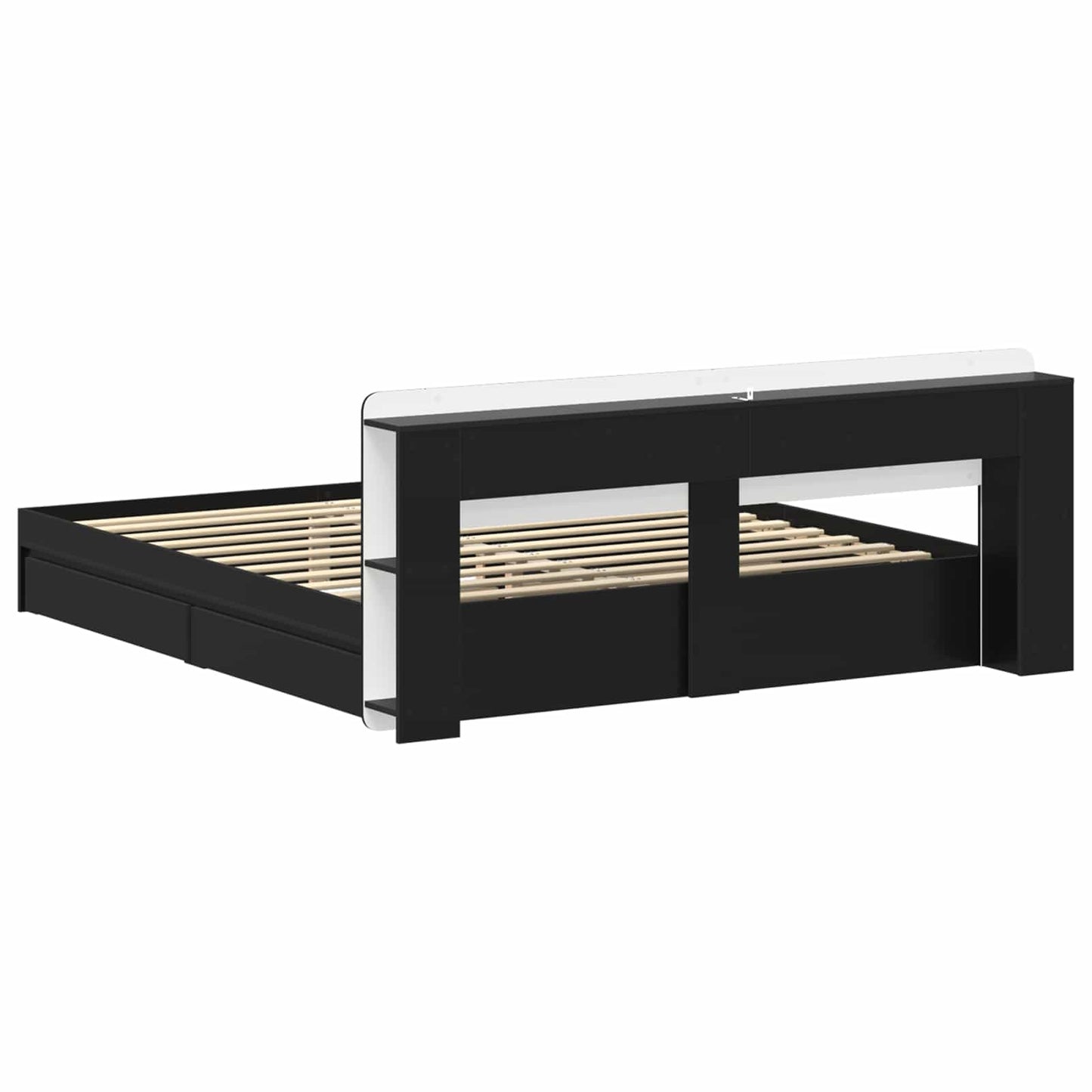 vidaXL Bed Frame with Storage Black 200 x 200 cm Engineered Wood