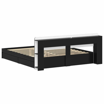 vidaXL Bed Frame with Storage Black 200 x 200 cm Engineered Wood