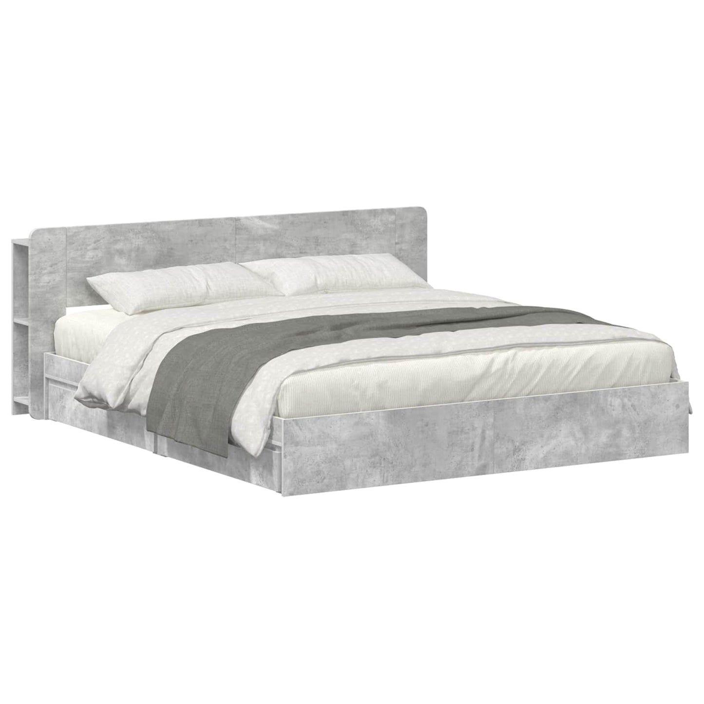 vidaXL Bed Frame with Storage with Drawer Concrete Grey 200 x 200 cm