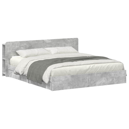 vidaXL Bed Frame with Storage with Drawer Concrete Grey 200 x 200 cm