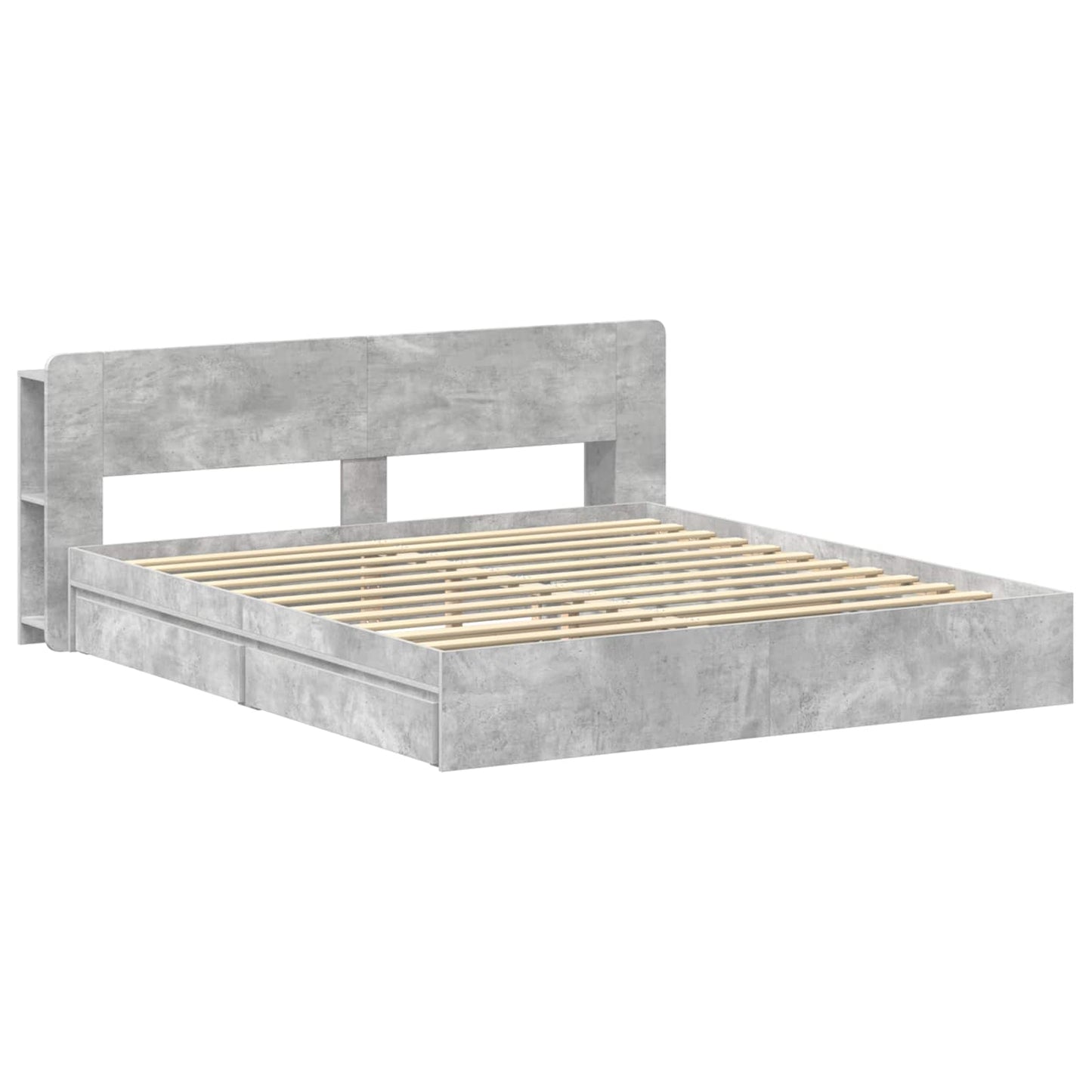 vidaXL Bed Frame with Storage with Drawer Concrete Grey 200 x 200 cm