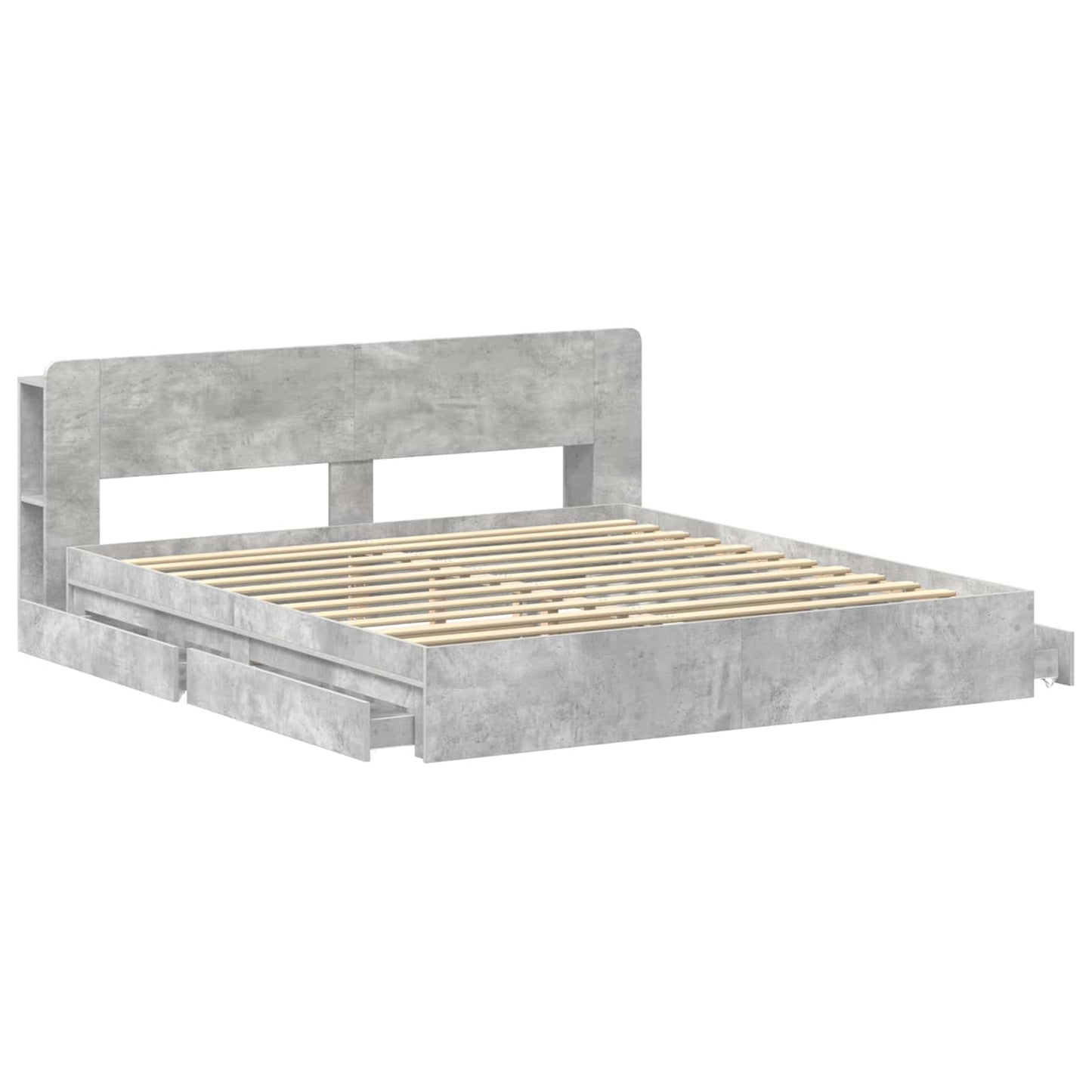 vidaXL Bed Frame with Storage with Drawer Concrete Grey 200 x 200 cm