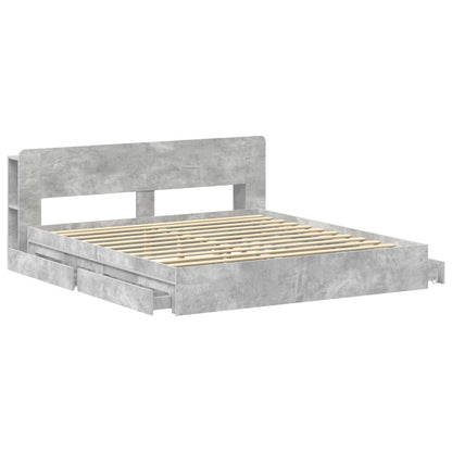 vidaXL Bed Frame with Storage with Drawer Concrete Grey 200 x 200 cm