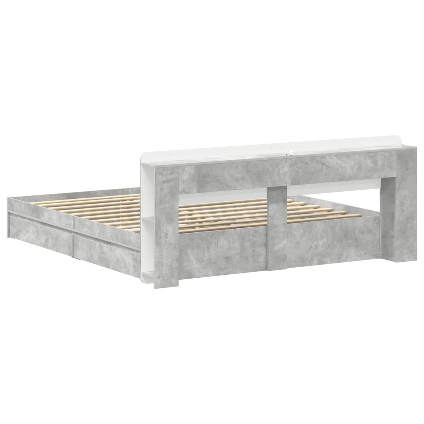 vidaXL Bed Frame with Storage with Drawer Concrete Grey 200 x 200 cm