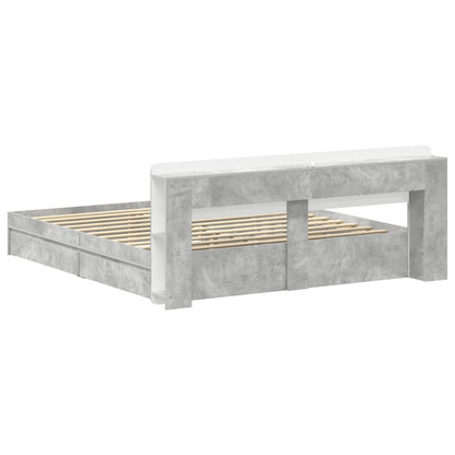 vidaXL Bed Frame with Storage with Drawer Concrete Grey 200 x 200 cm