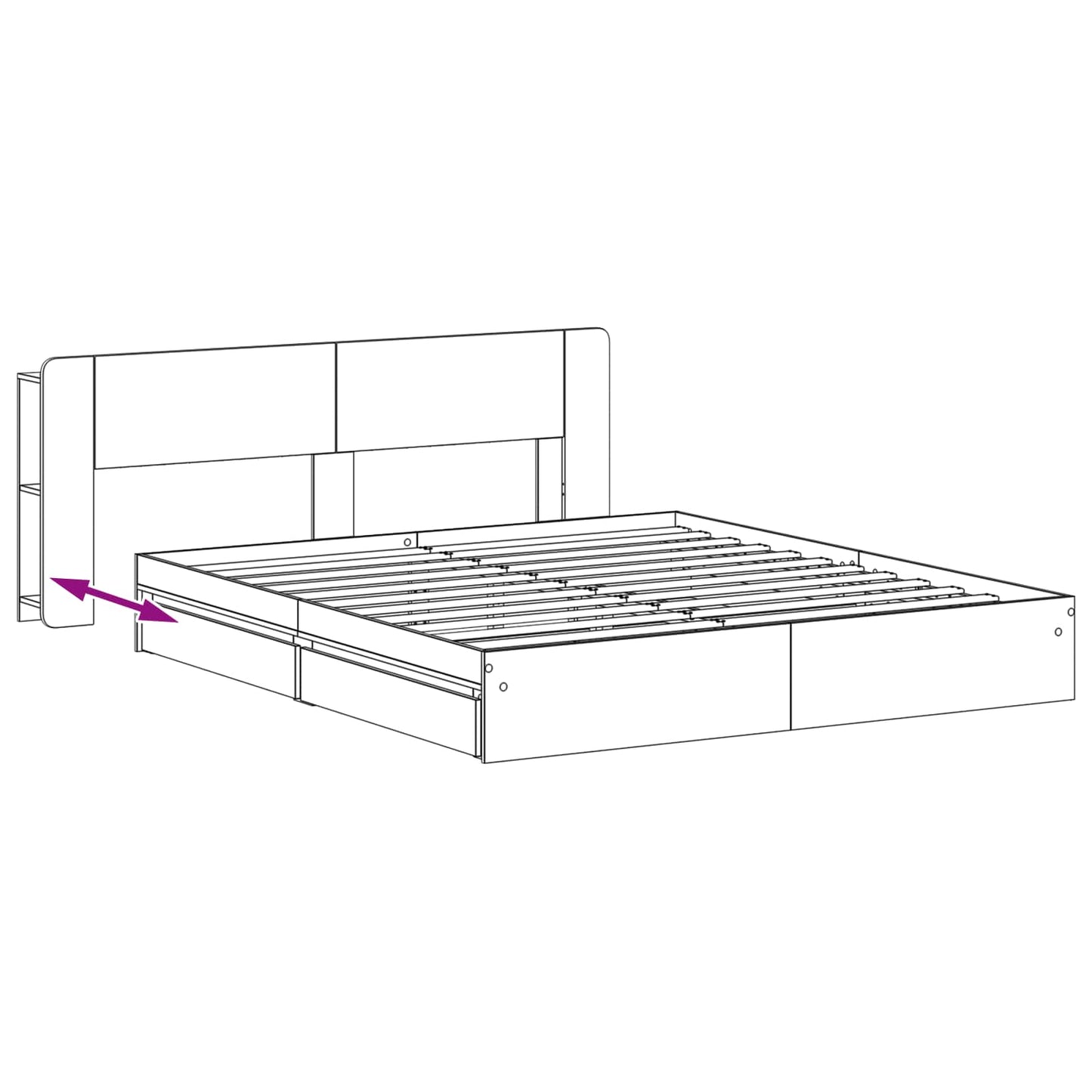vidaXL Bed Frame with Storage with Drawer Concrete Grey 200 x 200 cm