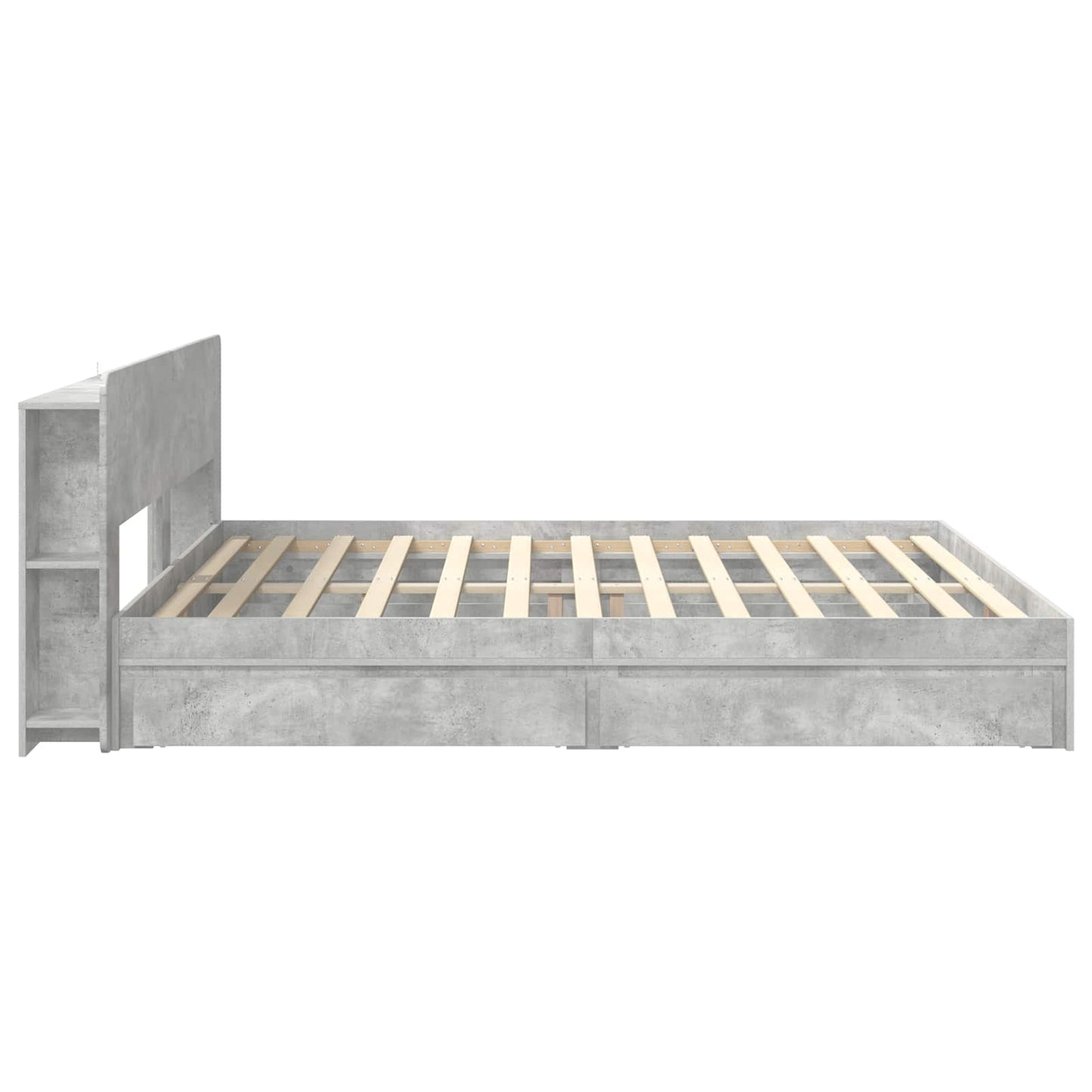 vidaXL Bed Frame with Storage with Drawer Concrete Grey 200 x 200 cm
