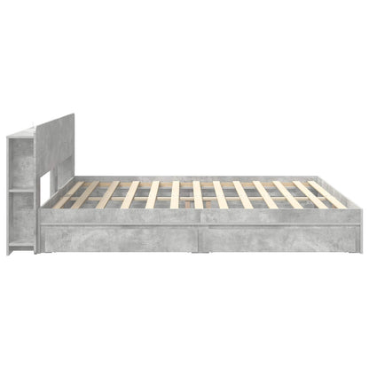vidaXL Bed Frame with Storage with Drawer Concrete Grey 200 x 200 cm
