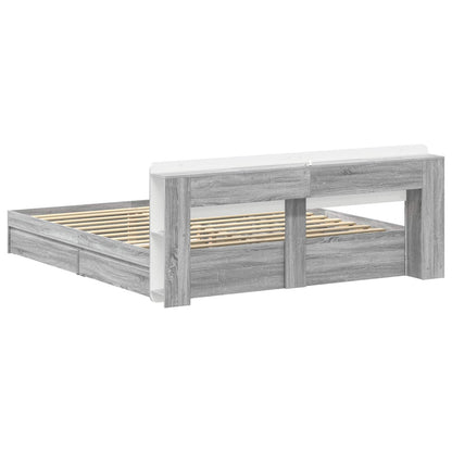 vidaXL Bed Frame with Storage Grey Sonoma 200 x 200 cm Engineered Wood