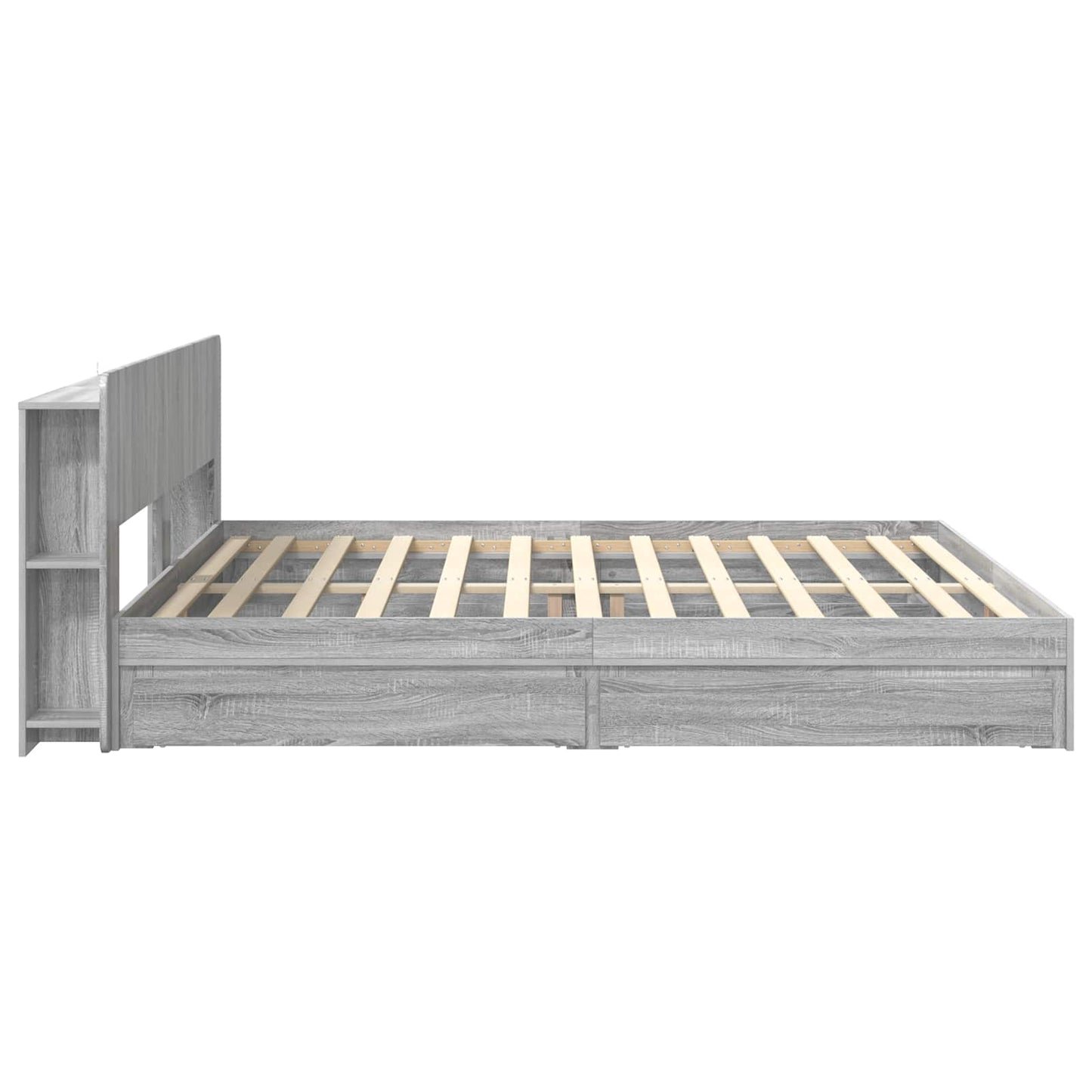 vidaXL Bed Frame with Storage Grey Sonoma 200 x 200 cm Engineered Wood