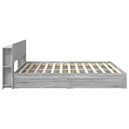vidaXL Bed Frame with Storage Grey Sonoma 200 x 200 cm Engineered Wood