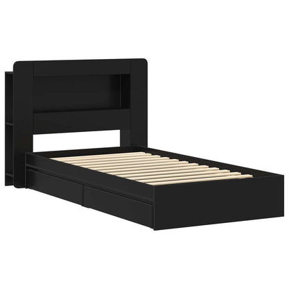 vidaXL Bed Frame with Storage Black 75 x 190 cm Engineered Wood