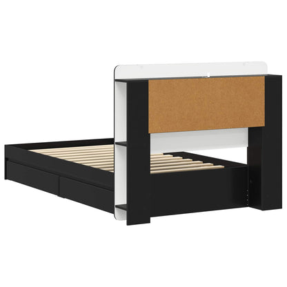 vidaXL Bed Frame with Storage Black 75 x 190 cm Engineered Wood