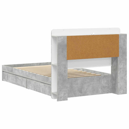 vidaXL Bed Frame with Storage with Drawer Concrete Grey 75 x 190 cm