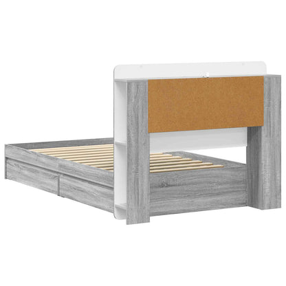 vidaXL Bed Frame with Storage Grey Sonoma 75 x 190 cm Engineered Wood