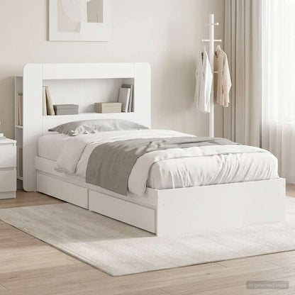 vidaXL Bed Frame with Storage White 75 x 190 cm Engineered Wood
