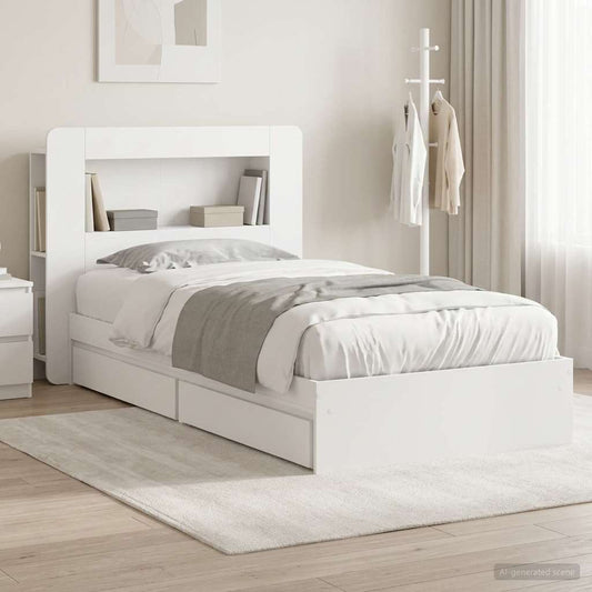 vidaXL Bed Frame with Storage White 75 x 190 cm Engineered Wood