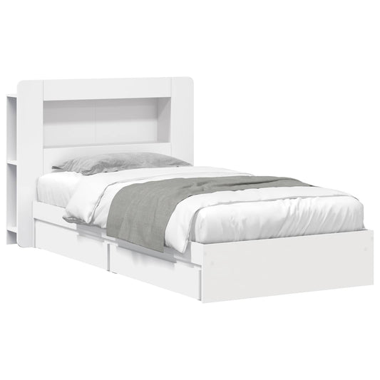vidaXL Bed Frame with Storage White 75 x 190 cm Engineered Wood