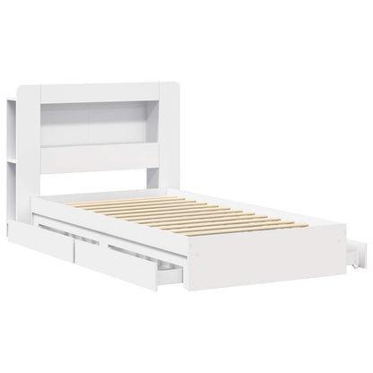 vidaXL Bed Frame with Storage White 75 x 190 cm Engineered Wood