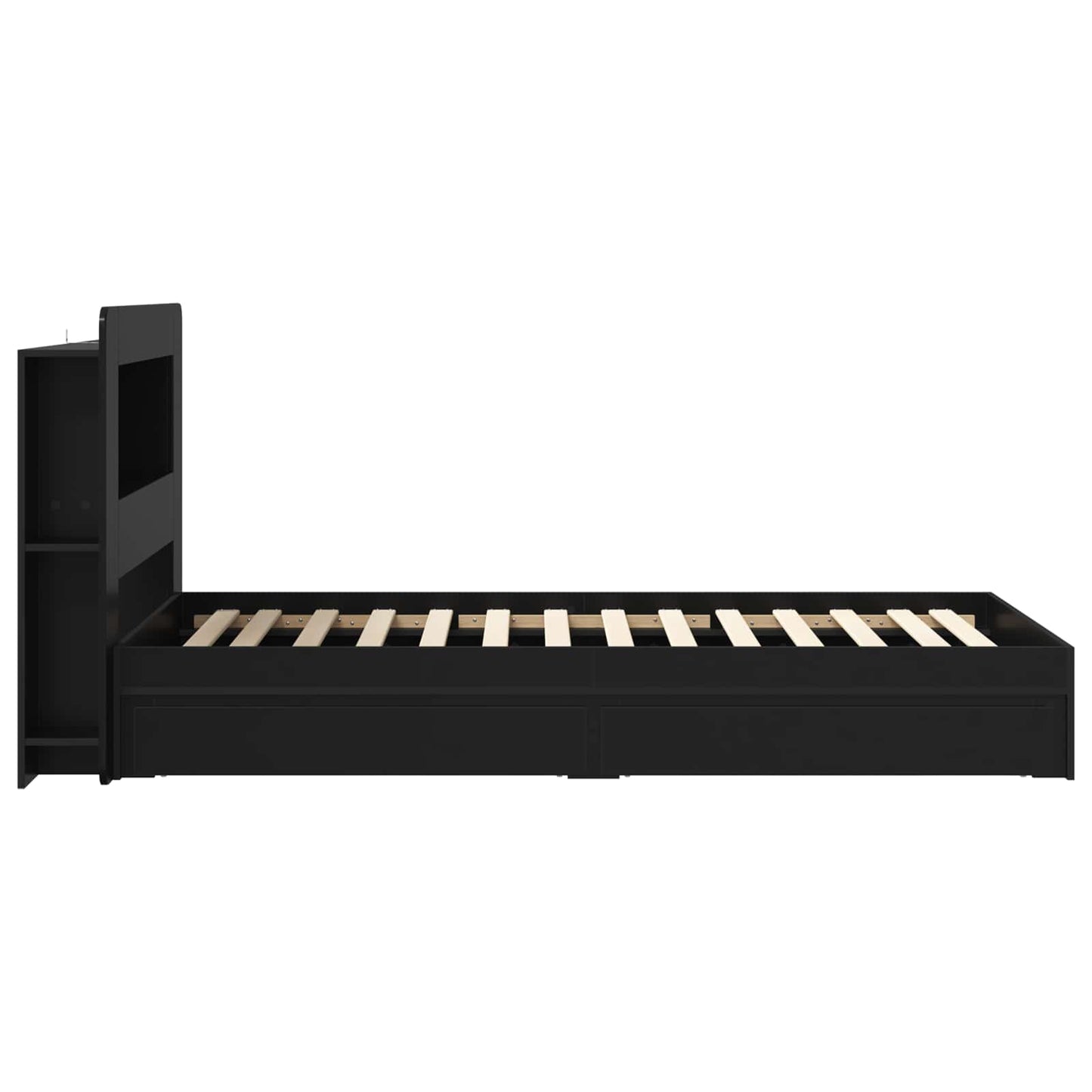 vidaXL Bed Frame with Storage Black 90 x 190 cm Engineered Wood