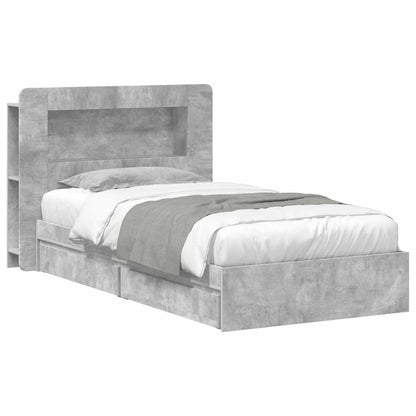 vidaXL Bed Frame with Storage with Drawer Concrete Grey 90 x 190 cm